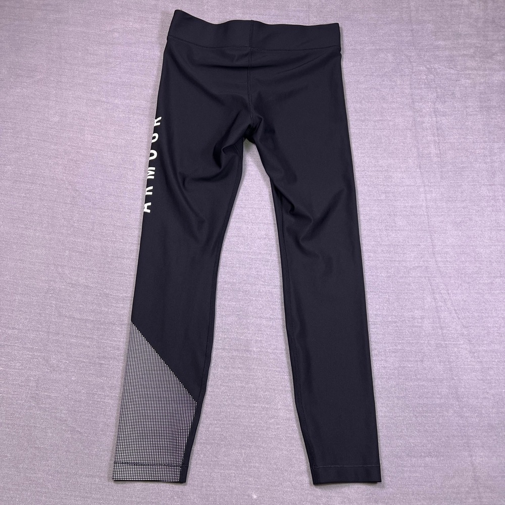 Under Armour HeatGear Compression Mid Rise Leggings Women Large Black Polyester